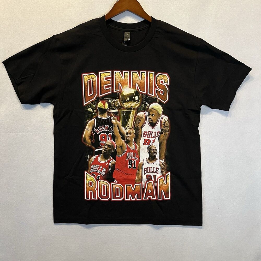 Dennis Rodman Bulls Picture Collage Graphic Tee - Size Large - New Without Tags